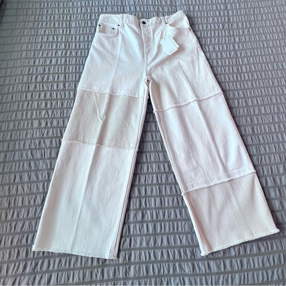 Rails NWT Getty Crop Wide Leg Ecru Patchwork Jeans Raw Hem Button Fly Women’s 31 - Picture 6 of 11